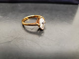 Womens 14KT Gold Electro-Plate Marquise Cut Cubic Zirconia Ring Jewelry Sz 8.5