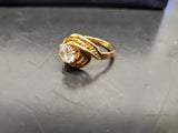 Womens 14KT Gold Electro-Plate Knot Center Gem Cubic Zirconia Ring Jewelry Sz 8