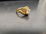 Womens 14KT Gold Electro-Plate Knot Center Gem Cubic Zirconia Ring Jewelry Sz 8