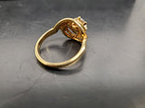 Womens 14KT Gold Electro-Plate Knot Center Gem Cubic Zirconia Ring Jewelry Sz 8