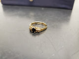 Womens 14KT Gold Electro-Plate Oval Onyx Cubic Zirconia Ring Jewelry Sz 9.5 Nice