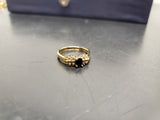 Womens 14KT Gold Electro-Plate Oval Onyx Cubic Zirconia Ring Jewelry Sz 9.5 Nice