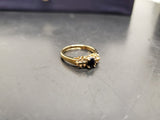 Womens 14KT Gold Electro-Plate Oval Onyx Cubic Zirconia Ring Jewelry Sz 9.5 Nice