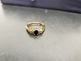 Womens 14KT Gold Electro-Plate Oval Onyx Cubic Zirconia Ring Jewelry Sz 9.5 Nice