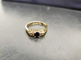 Womens 14KT Gold Electro-Plate Oval Onyx Cubic Zirconia Ring Jewelry Sz 9.5 Nice