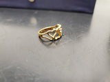 Womens 14KT Gold Electro-Plate Heart Pattern Cubic Zirconia Ring Jewelry Sz 9