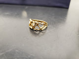 Womens 14KT Gold Electro-Plate Heart Pattern Cubic Zirconia Ring Jewelry Sz 9