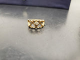 Womens 14KT Gold Electro-Plate Heart Pattern Cubic Zirconia Ring Jewelry Sz 9