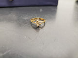 Womens 14KT Gold Electro-Plate 4 Cubic Zirconia Gems Unique Ring Jewelry Sz8.5