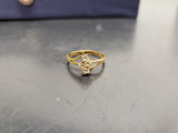 Womens 14KT Gold Electro-Plate 4 Cubic Zirconia Gems Unique Ring Jewelry Sz8.5