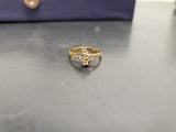 Womens 14KT Gold Electro-Plate 4 Cubic Zirconia Gems Unique Ring Jewelry Sz8.5