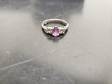 Womens 14KT White Gold Electro-Plate Amethyst Cubic Zirconia Ring Jewelry Sz9 VF