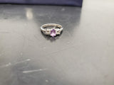 Womens 14KT White Gold Electro-Plate Amethyst Cubic Zirconia Ring Jewelry Sz9 VF