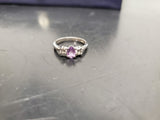 Womens 14KT White Gold Electro-Plate Amethyst Cubic Zirconia Ring Jewelry Sz9 VF
