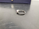 Womens 14KT White Gold Electro-Plate Amethyst Cubic Zirconia Ring Jewelry Sz9 VF