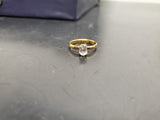 Womens 14KT Gold Electro-Plate Oval Gemstone Cubic Zirconia Ring Jewelry Sz9 VF