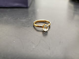 Womens 14KT Gold Electro-Plate Oval Gemstone Cubic Zirconia Ring Jewelry Sz9 VF