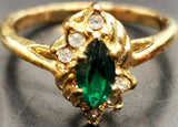 Women 14KT Gold Electro-Plate Marquise Emerald Cubic Zirconia Ring Jewelry Sz8.5