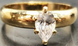 Womens 14KT Gold Electro-Plate Tear Drop Stone Cubic Zirconia Ring Jewelry Sz8.5