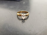 Womens 14KT Gold Electro-Plate Tear Drop Stone Cubic Zirconia Ring Jewelry Sz8.5