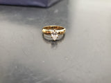 Womens 14KT Gold Electro-Plate Tear Drop Stone Cubic Zirconia Ring Jewelry Sz8.5