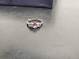 Womens 14KT White Gold Electro-Plate Amethyst Cubic Zirconia Ring Jewelry Sz9 VF