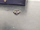 Womens 14KT White Gold Electro-Plate Amethyst Cubic Zirconia Ring Jewelry Sz9 VF