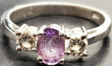 Womens 14KT White Gold Electro-Plate Amethyst Cubic Zirconia Ring Jewelry Sz9 VF