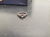 Womens 14KT White Gold Electro-Plate Amethyst Cubic Zirconia Ring Jewelry Sz9 VF