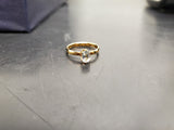 Womens 14KT Gold Electro-Plate Oval Gemstone Cubic Zirconia Ring Jewelry Sz9 VF