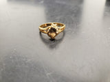 Womens 14KT Gold Electro-Plate Smoky Quartz Cubic Zirconia Ring Jewelry Sz9 VF