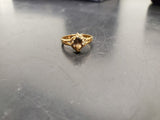 Womens 14KT Gold Electro-Plate Smoky Quartz Cubic Zirconia Ring Jewelry Sz9 VF