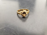 Womens 14KT Gold Electro-Plate Smoky Quartz Cubic Zirconia Ring Jewelry Sz9 VF