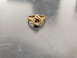 Womens 14KT Gold Electro-Plate Smoky Quartz Cubic Zirconia Ring Jewelry Sz9 VF