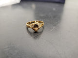 Womens 14KT Gold Electro-Plate Smoky Quartz Cubic Zirconia Ring Jewelry Sz9 VF