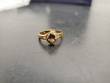 Womens 14KT Gold Electro-Plate Smoky Quartz Cubic Zirconia Ring Jewelry Sz9 VF