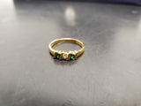 Women 14KT Gold Electro-Plate 2 Emerald Gems & Cubic Zirconia Ring Jewelry Sz8.5