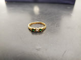 Women 14KT Gold Electro-Plate 2 Emerald Gems & Cubic Zirconia Ring Jewelry Sz8.5