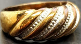 Women 14KT Gold Electro-Plate Diamond Cut Swirl Pattern Ring Jewelry Sz 8.5 VF