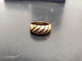 Women 14KT Gold Electro-Plate Diamond Cut Swirl Pattern Ring Jewelry Sz 8.5 VF