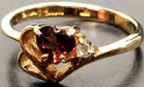 Womens 14KT Gold Electro-Plate Red Ruby Heart Cubic Zirconia Ring Jewelry Sz8 VF