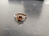 Womens 14KT Gold Electro-Plate Red Ruby Heart Cubic Zirconia Ring Jewelry Sz8 VF