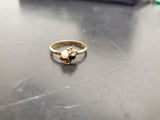 Womens 14KT Gold Electro-Plate Onyx/Pearl Gems Cubic Zirconia Ring Jewelry Sz9