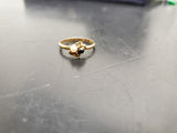 Womens 14KT Gold Electro-Plate Onyx/Pearl Gems Cubic Zirconia Ring Jewelry Sz9