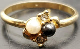 Womens 14KT Gold Electro-Plate Onyx/Pearl Gems Cubic Zirconia Ring Jewelry Sz9