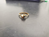 Womens 14KT Gold Electro-Plate Onyx/Pearl Gems Cubic Zirconia Ring Jewelry Sz9