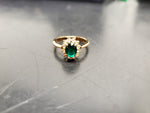 Women 14KT Gold Electro-Plate Large Emerald Gem Cubic Zirconia Ring Jewelry Sz9