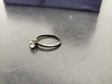 Vtg Women's Dark Tone Band w/ Large Cubic Zirconia Stone Gem Ring Jewelry Sz9 VF