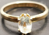 Women 14KT Gold Electro-Plate Large Oval Stone Cubic Zirconia Ring Jewelry Sz8.5