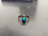 Vtg Women's Sterling Silver 925 Band Turquoise/Blue Gem Stone Ring Jewelry Sz8.5